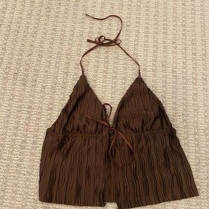 Brown Satin Top